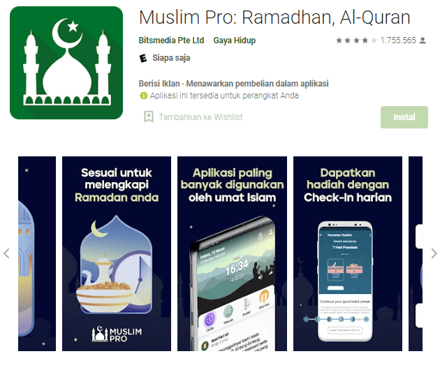Aplikasi Pengingat Adzan - Muslim Pro